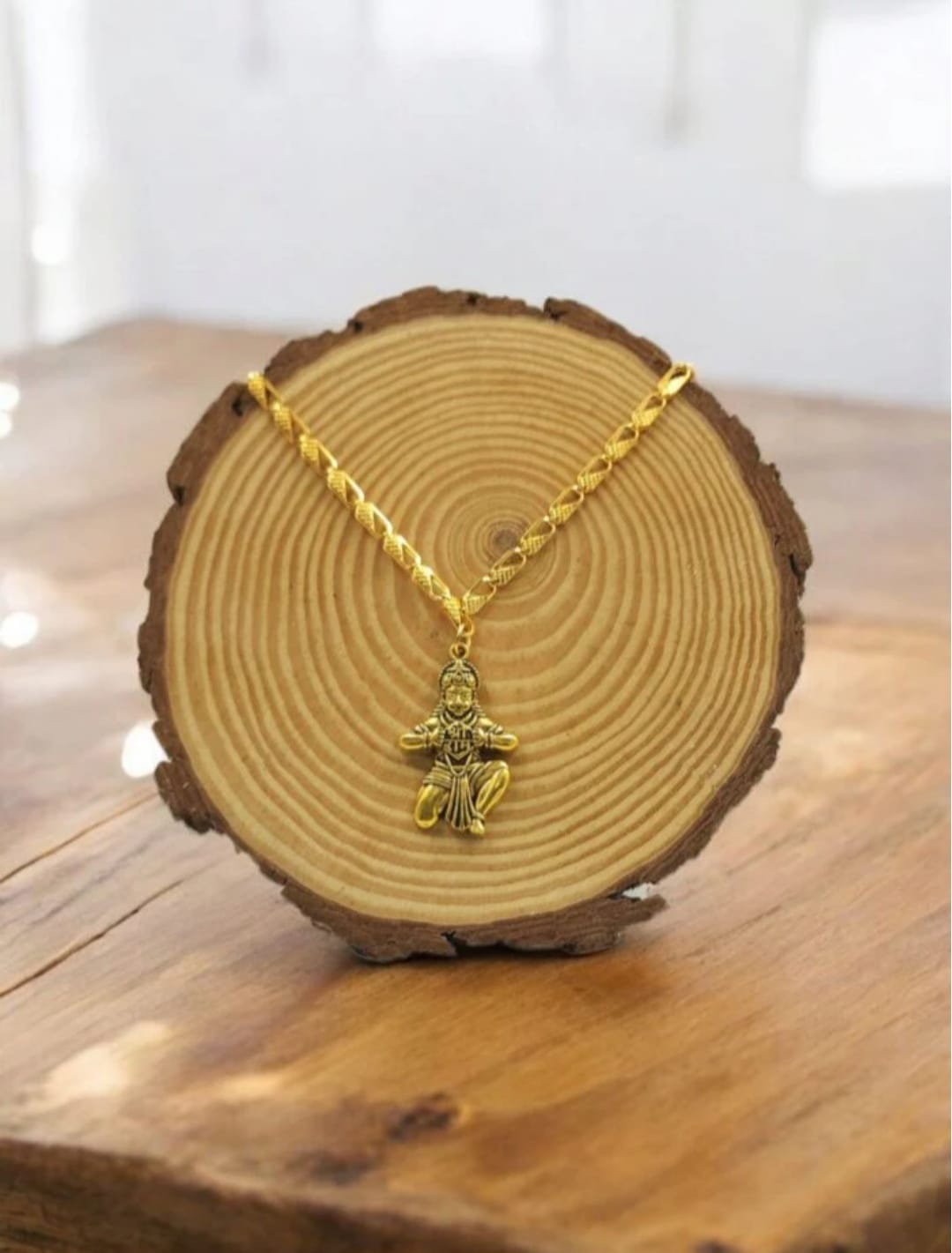 Divine Hanuman Ji Golden Lucky Locket | Spiritual Non-Faded Pendan