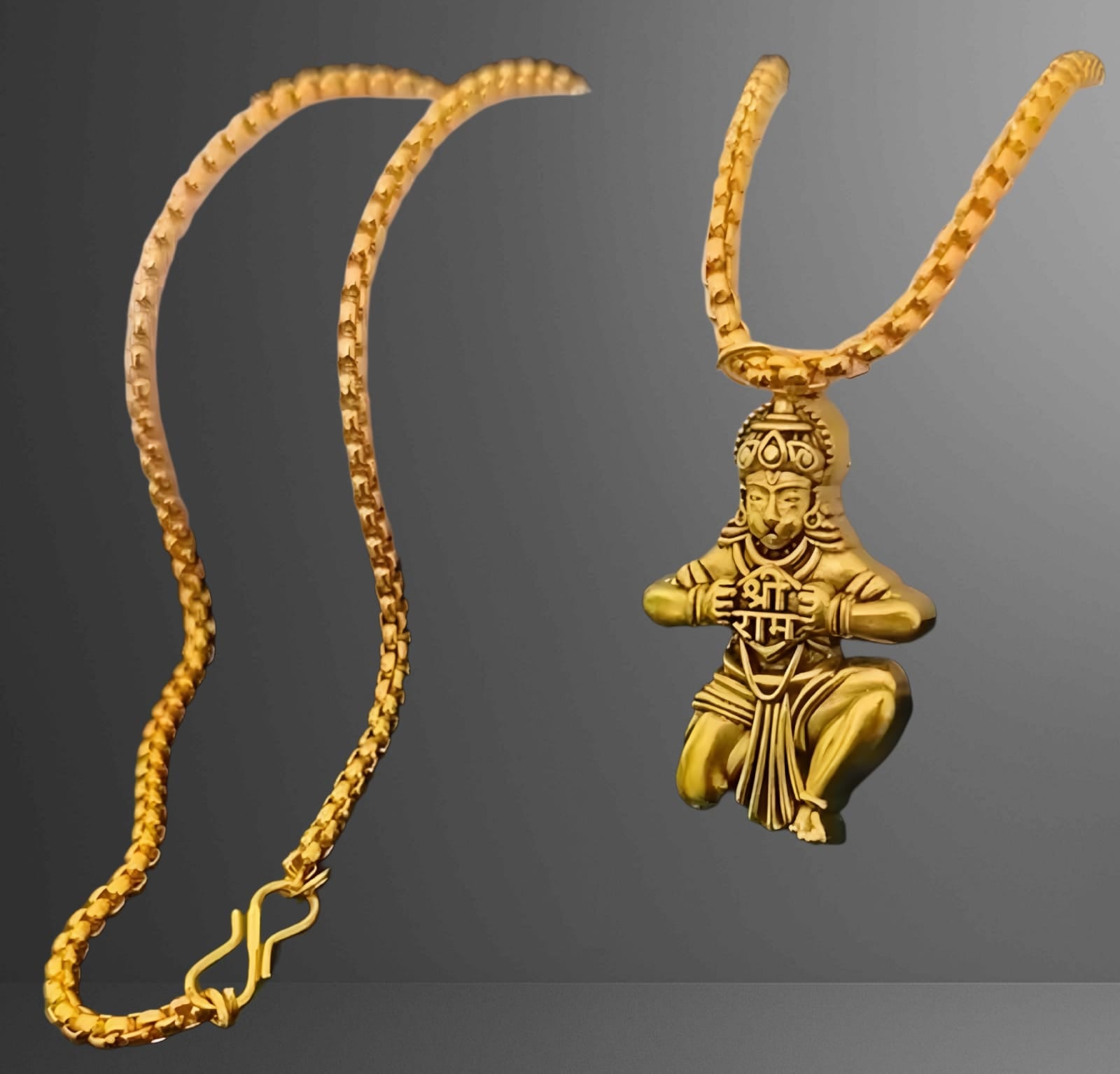 Divine Hanuman Ji Golden Lucky Locket | Spiritual Non-Faded Pendan