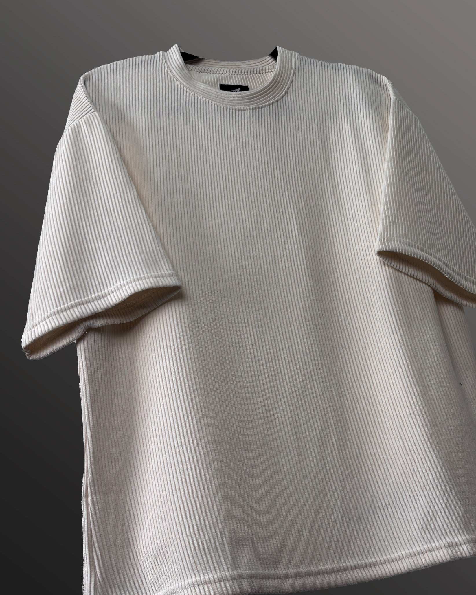 Cream Ribbed T-Shirt
