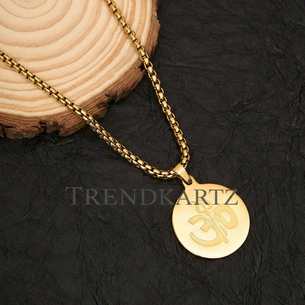 18k Trishul Om Pendant with Chain