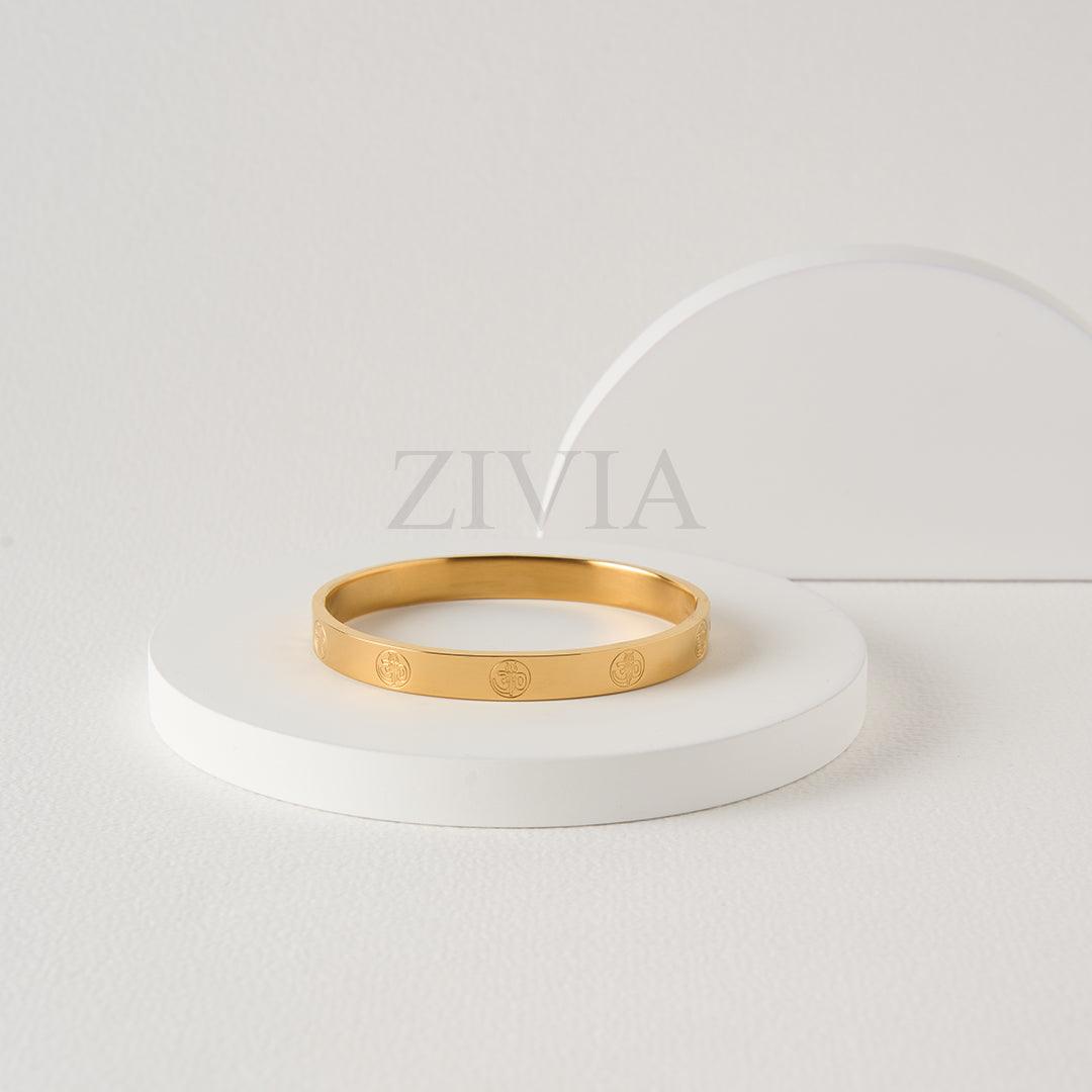 Trishul Carved Om Bracelet with 18k Gold Plated