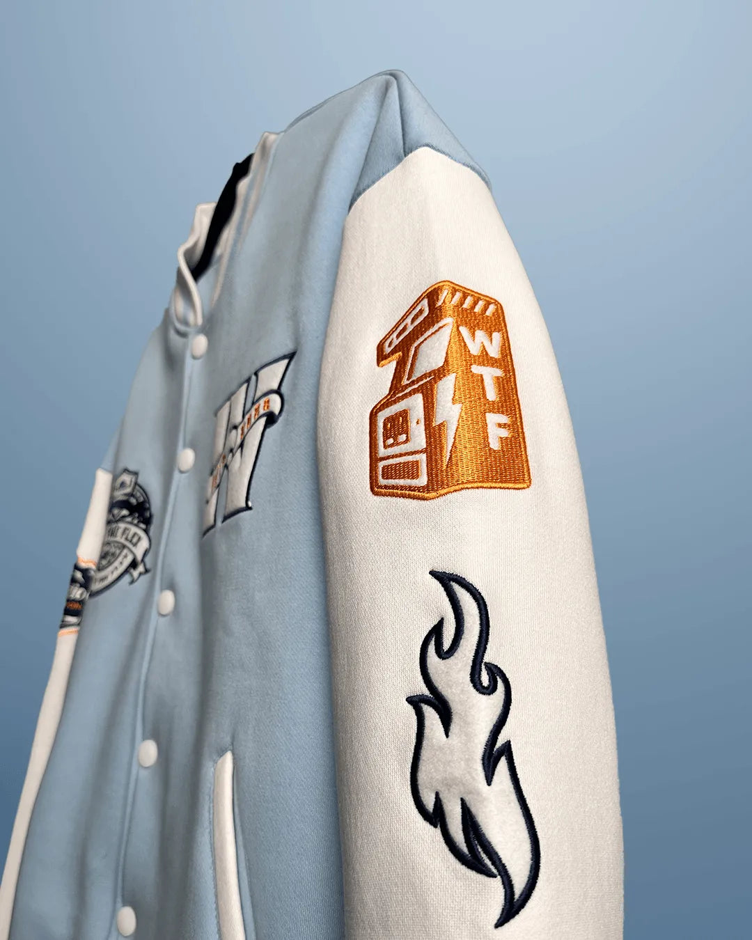 Breaking Sensation Light Blue Varsity Jacket