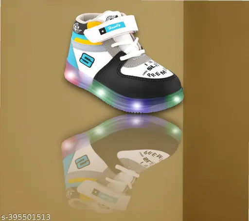 Prattle Foot Kids Led Shoes Casual Led Velcro Shoes Light weight Shoes Outdoor Sports Shoes for Little Tiny Kid T101GlowCgreen