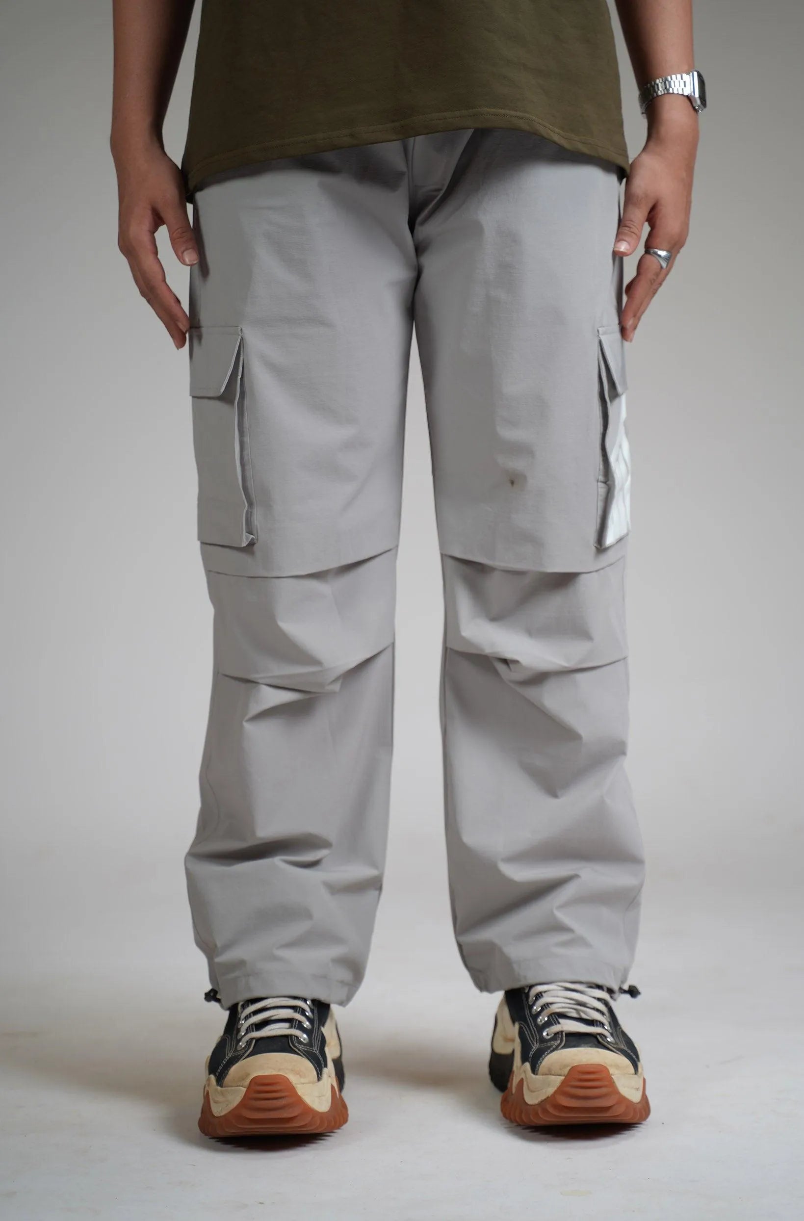 Ice Grey Parachute Pants