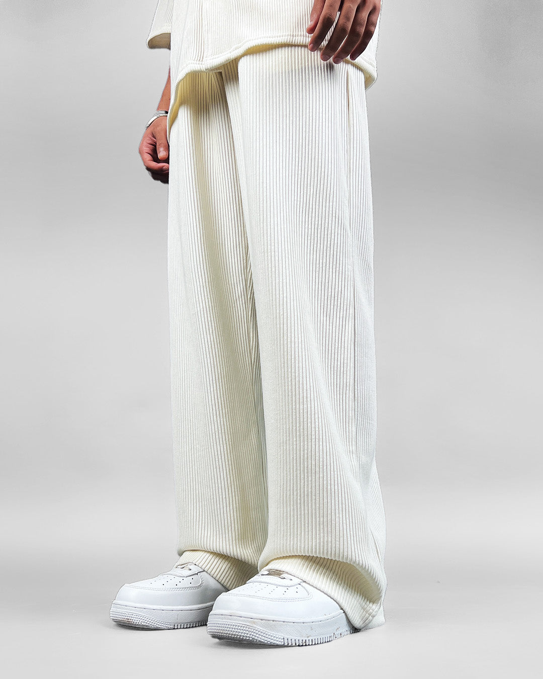 Cream Ribbed Pants