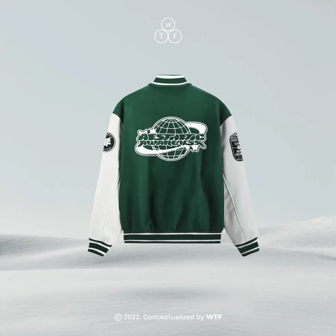 Aesthetic Awareness Green Varsity Jacket
