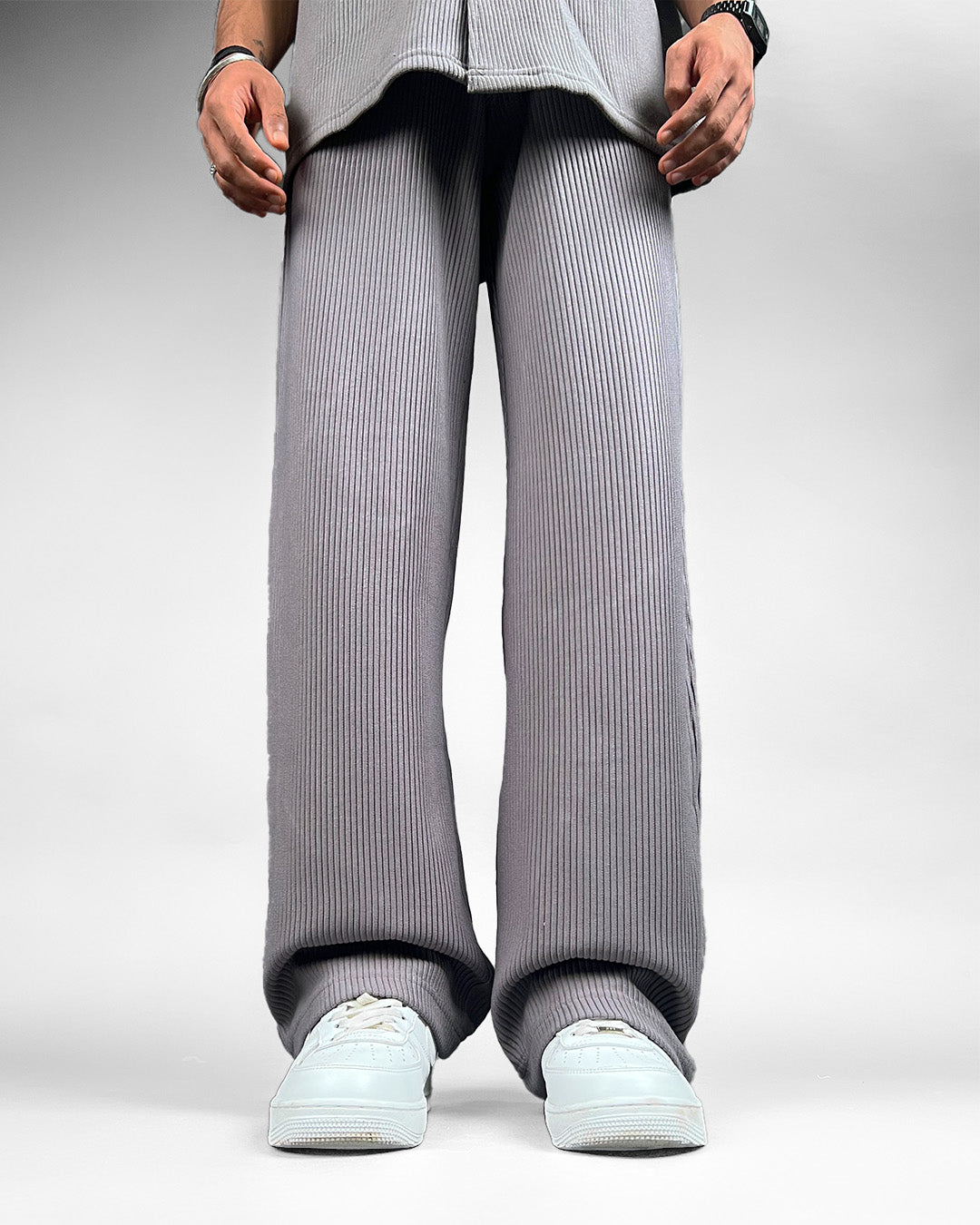 Grey Ribbed Pants