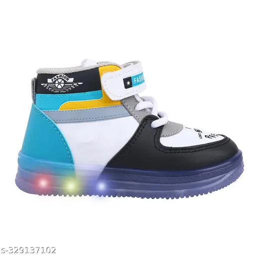 Led Shoes Casual Led Velcro Shoes Light weight Outdoor Sports Shoes for Little Kid T101 GLOW C GREEN