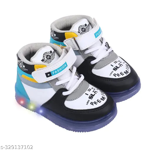 Led Shoes Casual Led Velcro Shoes Light weight Outdoor Sports Shoes for Little Kid T101 GLOW C GREEN