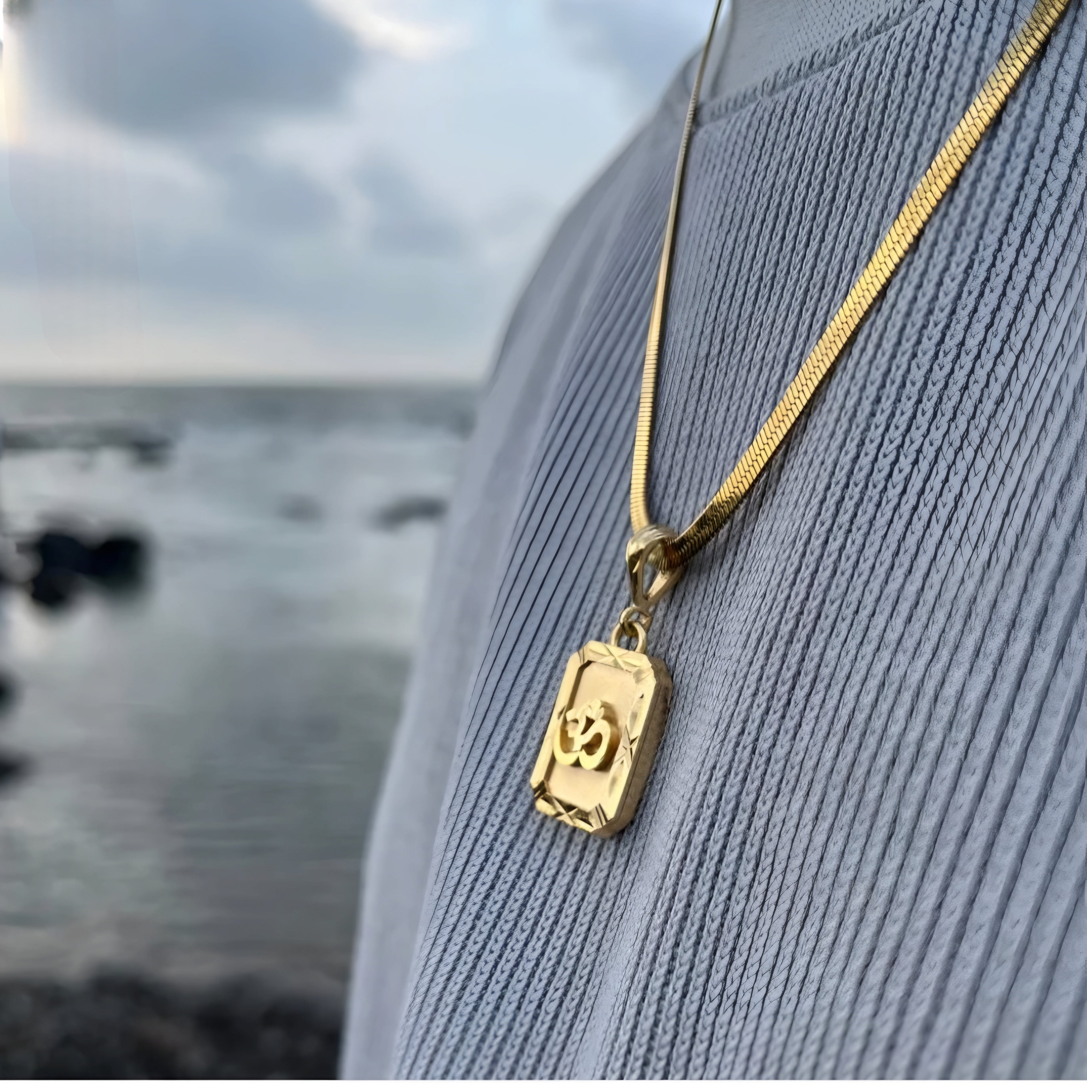 Om Pendant in 20K Gold Plated Finish –Elegant Golden Charm Necklace. 2 Year Warranty
