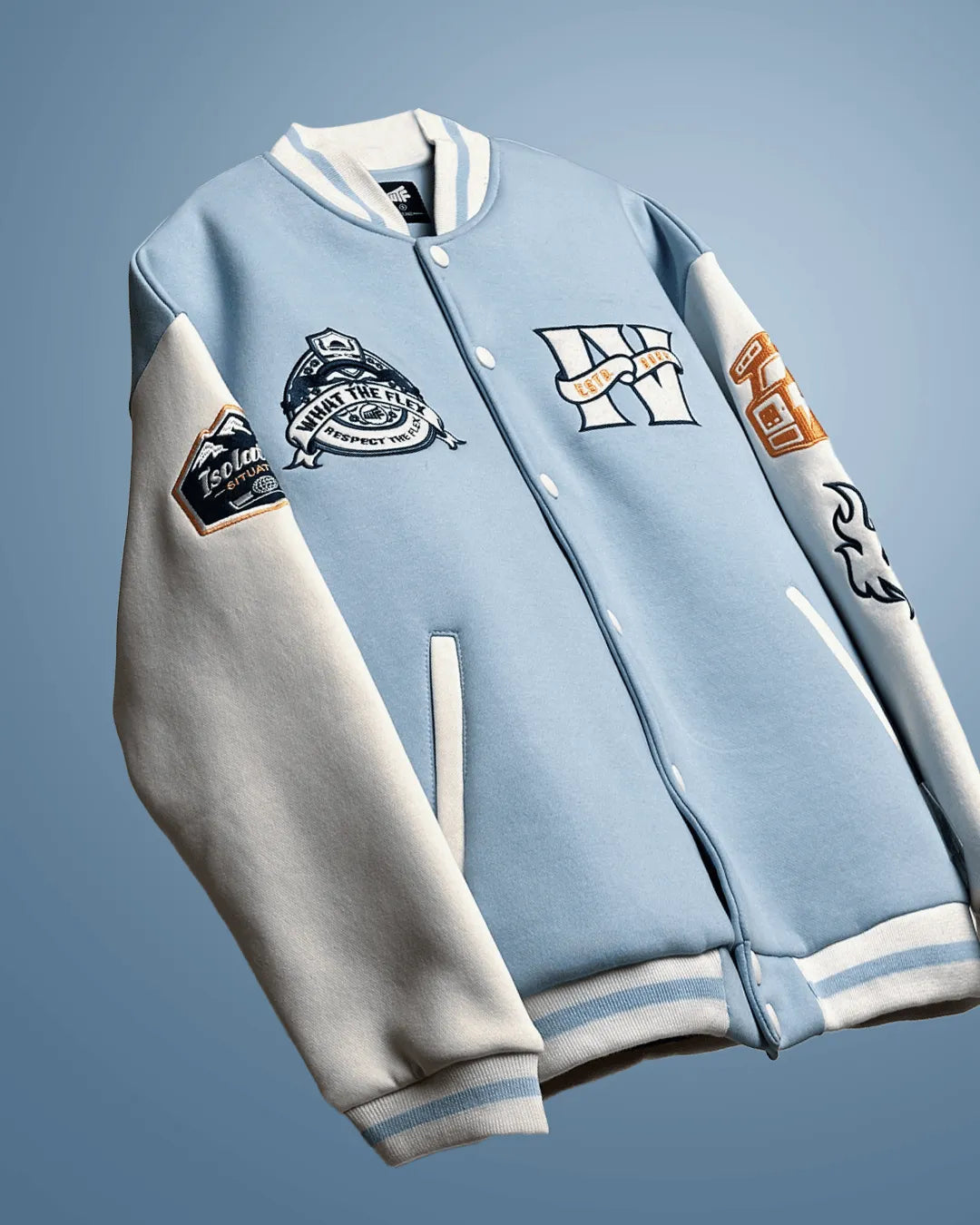 Breaking Sensation Light Blue Varsity Jacket