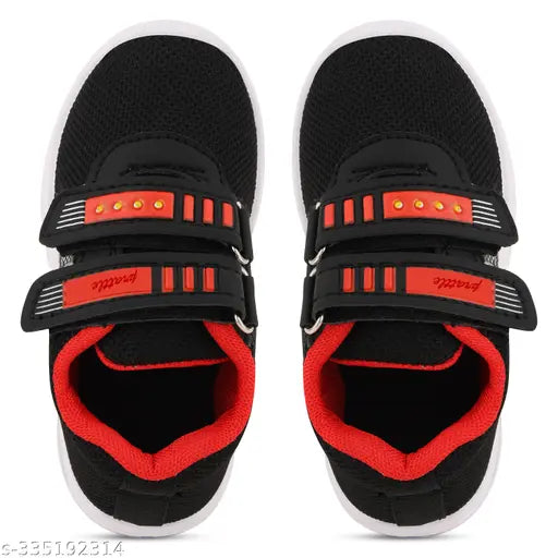 Kids Led Shoes Casual Led Velcro Shoes Light weight Shoes Outdoor Sports Shoes for Little Tiny Kid T51Blackred