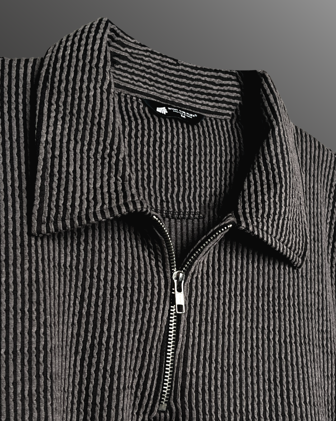 Black Wave Polo T-Shirt with Zip