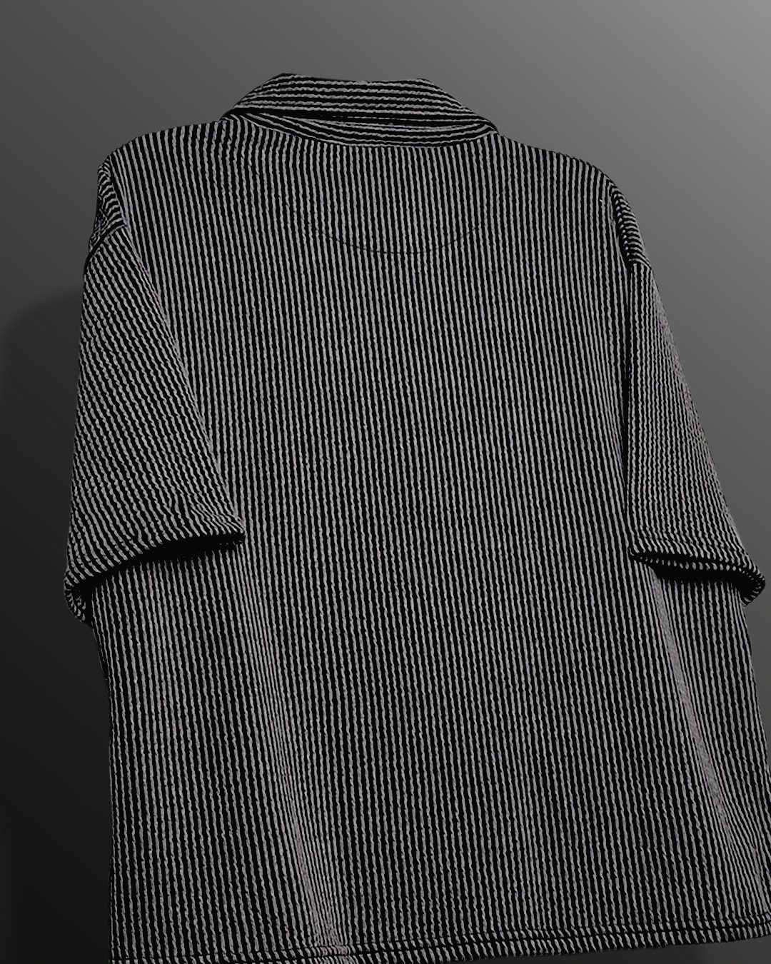 Black Wave Polo T-Shirt with Zip