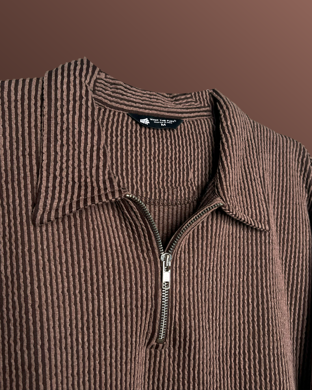 Brown Wave Polo T-Shirt with Zip