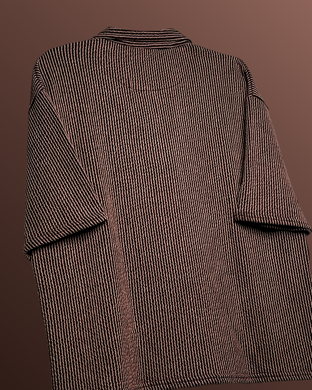 Brown Wave Polo T-Shirt with Zip