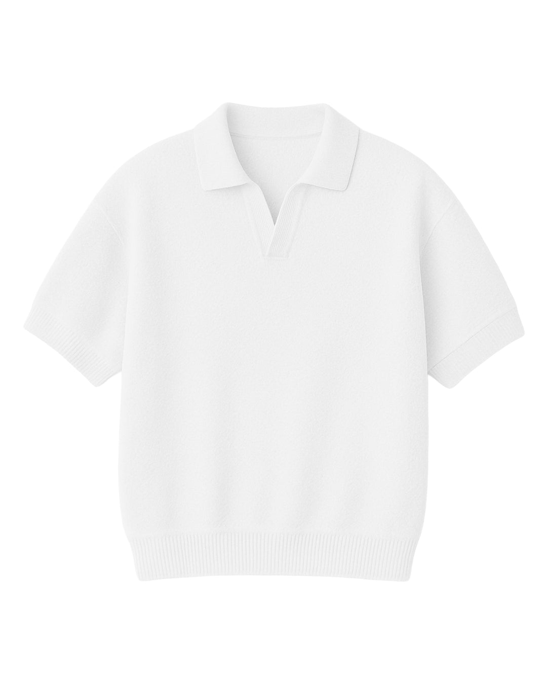White Urban Knit Polo T-Shirt