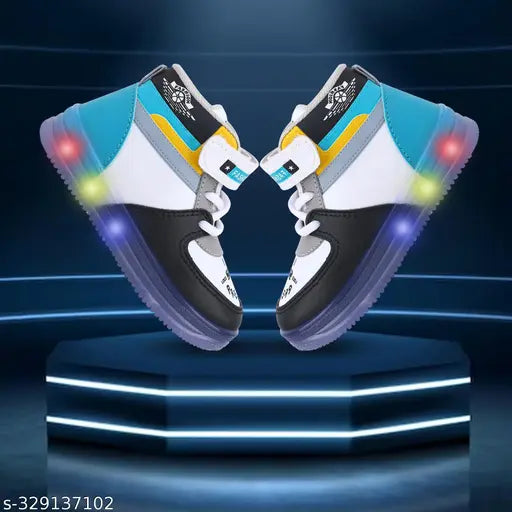 Led Shoes Casual Led Velcro Shoes Light weight Outdoor Sports Shoes for Little Kid T101 GLOW C GREEN