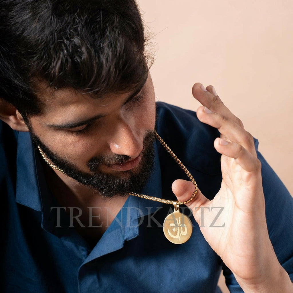 18k Trishul Om Pendant with Chain