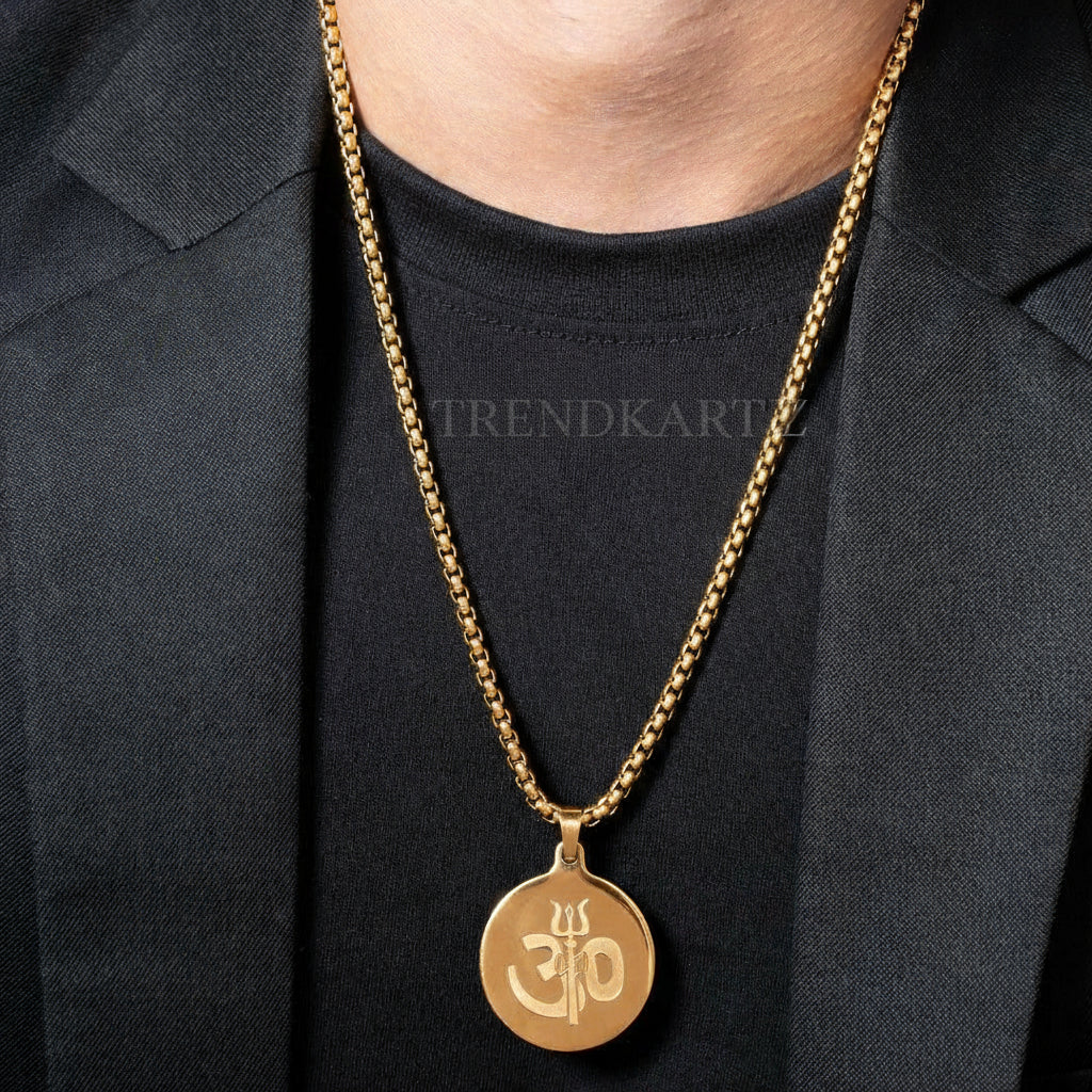 18k Trishul Om Pendant with Chain