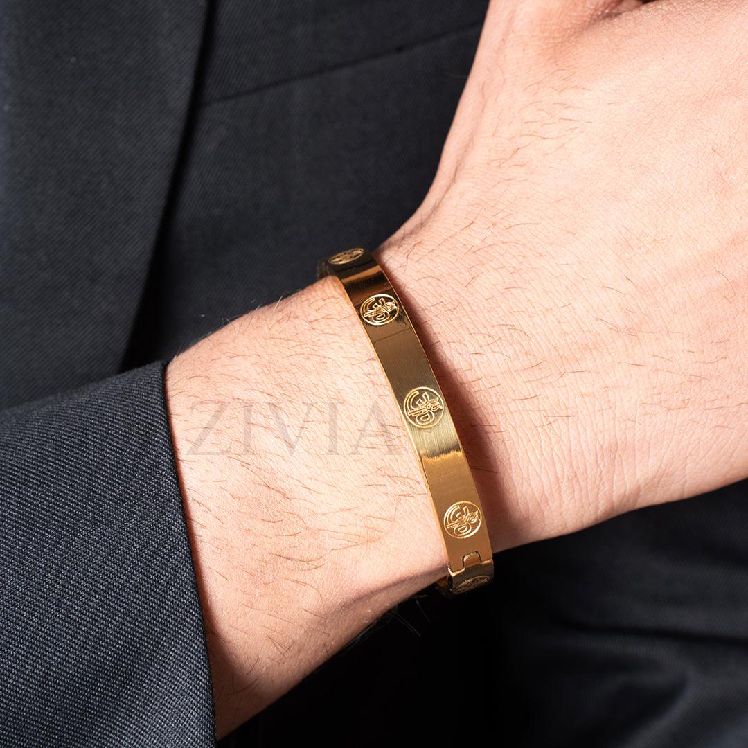 Trishul Carved Om Bracelet with 18k Gold Plated