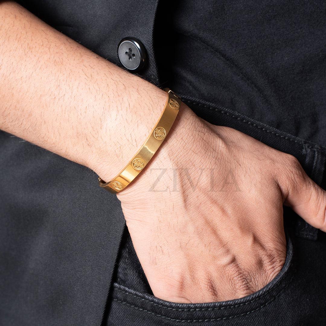 Trishul Carved Om Bracelet with 18k Gold Plated